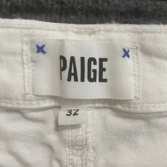 Paige Sarah Longline‎ Denim Shorts Womens 32 White Frayed Distressed Button Fly - Picture 3 of 9
